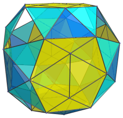 Parallel projection
of the snub 24-cell, showing another 12 tetrahedra on the equator