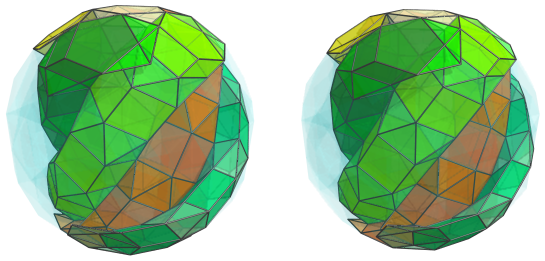 Parallel projection of
swirlprismatodiminished rectified 600-cell, showing far side of 7th ring