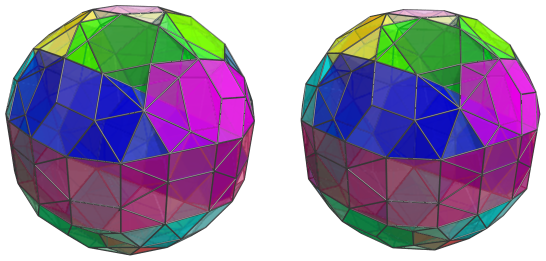 Parallel projection of
swirlprismatodiminished rectified 600-cell, showing all 12 rings