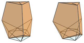 Parallel projection of
the tetrahedral ursachoron, showing nearest tridiminished icosahedron