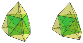 Tetrahedron-centered
parallel projection of the tetrahedral ursachoron, showing far-side
tetrahedra with octahedron