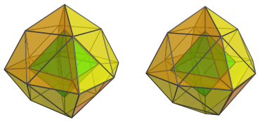 Octahedron-centered
parallel projection of the octahedral ursachoron, showing all 8 J63's