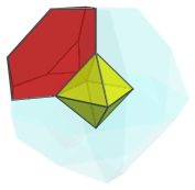 Parallel
projection of the truncated 16-cell, showing truncated tetrahedron 1/8