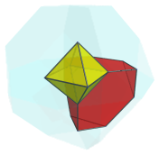 Parallel projection of the truncated
16-cell, showing truncated tetrahedron 3/8