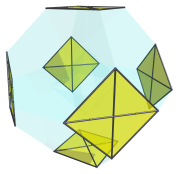 Parallel
projection of the truncated 16-cell, showing 4 equatorial octahedra