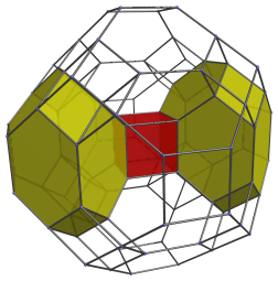 Parallel
projection of the truncated 24-cell, with two more truncated octahedra
shown