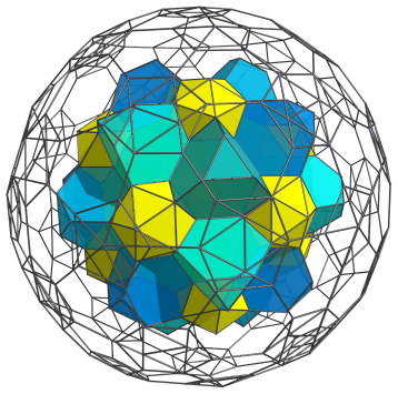 Parallel
projection of the truncated 600-cell into 3D, showing 20 more truncated
tetrahedra