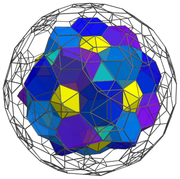 Parallel
projection of the truncated 600-cell into 3D, showing 30 more truncated
tetrahedra