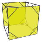 Parallel
projection of the truncated tesseract, showing a pair of equatorial truncated
cubes