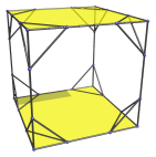 Parallel projection of the truncated
tesseract, showing the third pair of equatorial truncated cubes