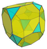 Perspective
projection of the truncated tesseract, centered on tetrahedron