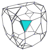 Perspective
projection of the truncated tesseract, showing nearest tetrahedron