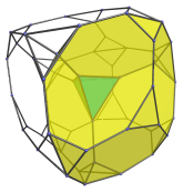 Perspective
projection of the truncated tesseract, showing one of the truncated cubes