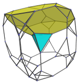 Perspective projection of the truncated
tesseract, showing another truncated cube