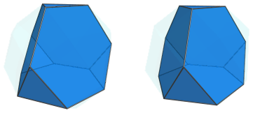 Parallel projection of
the truncated tetrahedral cupoliprism, showing nearest truncated
tetrahedron