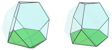 Parallel projection of
the truncated tetrahedral cupoliprism, showing 1/4 triangular cupolae
