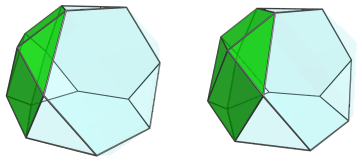 Parallel projection of
the truncated tetrahedral cupoliprism, showing 4/4 triangular cupolae