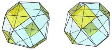 Parallel projection of
the truncated tetrahedral cupoliprism, showing 6 equatorial tetrahedra