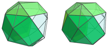 Parallel projection of
the truncated tetrahedral cupoliprism, showing 3/4 far side triangular
cupolae
