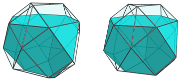 Parallel projection of
the truncated tetrahedral cupoliprism, showing antipodal truncated
tetrahedron
