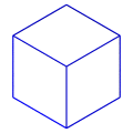 A diagram of a cube, as
seen from 3D