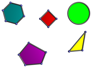 Polygons and a circle lying
in a 2D world