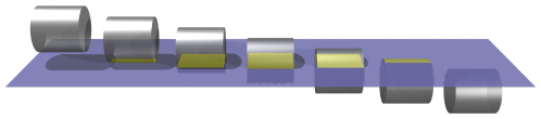 A cylinder intersecting a
plane round-side first