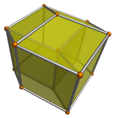 Vertex-first projection of
hypercube with HSR, transparent surfaces, and cylinders and spheres for edges
and vertices
